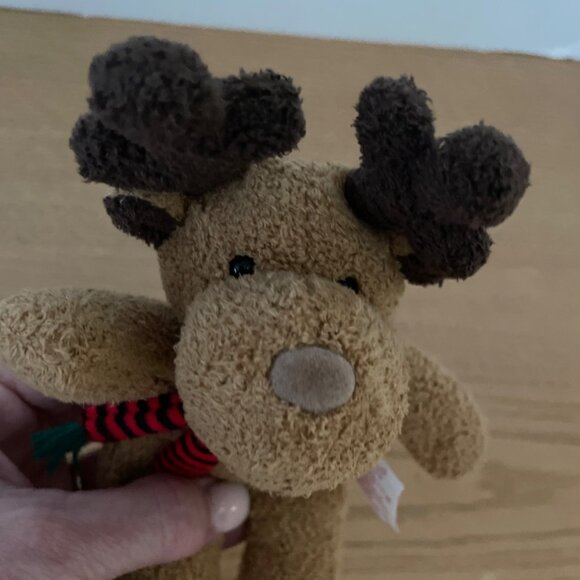 Vtg Russ Berrie Reindeer Plush Christmas Toy w Scarf Terry Cloth Bean Bottom - Picture 5 of 9